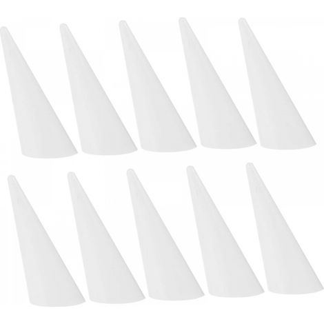 10 Pièces Présentoirs à Bagues en Acrylique Blanc - Support Conique pour Organisation et Exposition de Bijoux (1/4)