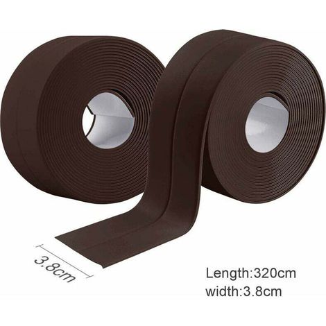 2 Rollen selbstklebendes, wasserdichtes Dichtungsband, PVC-Klebeband zum Abdichten von Wänden, Dusche, Toilette, Küche, Badezimmer (Braun)