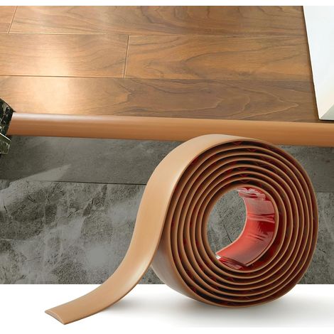 2 m Self-Adhesive PVC Threshold Strip Transition Strip for Spaces Between Tiles and Wooden Floors, 4 cm Light Brown (1/5)