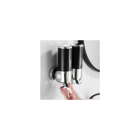 Dispensador de jabón mural de 500 ml x 2, dispensador de jabón de manos de doble cabezal, dispensador de champú líquido y gel de ducha para cocina, baño, hotel (negro) - Crezuo (1/3)