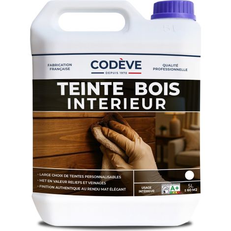 Teinte Bois Interieur - 5 L - Codeve Bois - Chêne - Pour Teinter Vos Bois Résineux En Pin, Sapin, Douglas, épicéa Ou Mélèze.