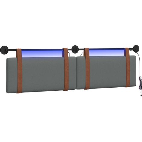 Hanging Headboard with LED Light Dark Grey Antique PU vidaXL