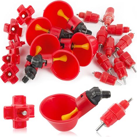 20pcs Eau Tetine Poulet Alimentateur, Abreuvoir Poulet Automatique, Abreuvoir a Poulet Bol d'Eau en Plastique, pour Poule Volaille Canards Oiseau (1/5)