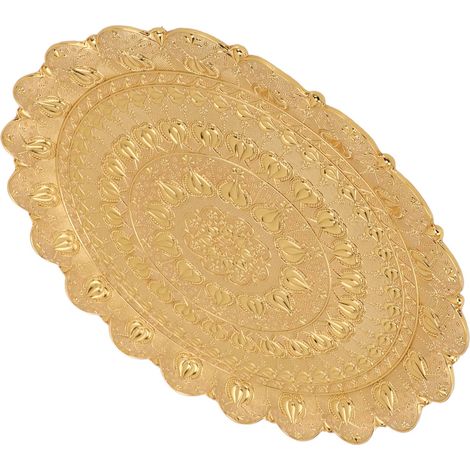 Plateau de Service Turc pour Thé et Café, Motif Gaufré Vintage, Assiette Ronde en Or, pour Bar, Extérieur, Commode, Dessert (1/5)