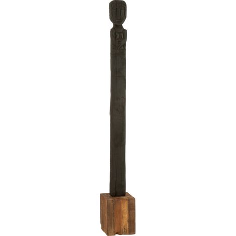 Statue kuru bois naturel noir accent ethnique décoratif - Noir et bois naturel (1/2)