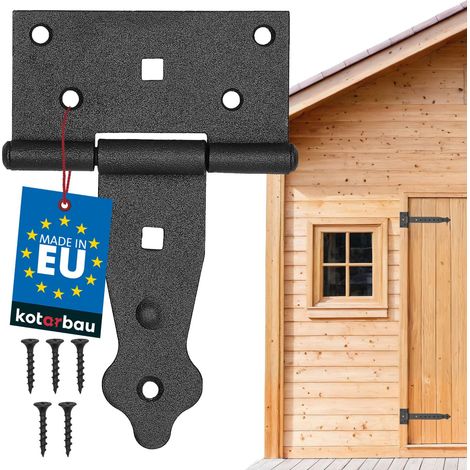 KOTARBAU® Charnière Porte Lourde - en T - Acier Revêtu Poudre - 100 mm - Noir - Gond Portail - Charnière Portail - Penture pour Porte Bois