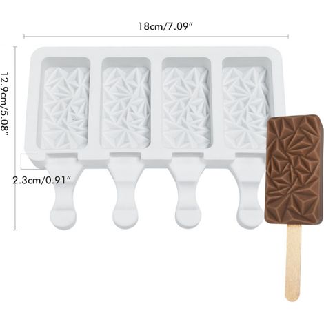 Moule à glace en silicone, moule à 4 alvéoles pour glaces maison et sucettes glacées. (1/5)