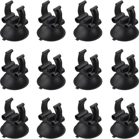 AIDUCHO Ventosas de 3,3 cm para calentadores de acuario con abrazaderas de 2,4 cm, abrazaderas de montaje negras para varillas de calentador de acuario estándar negras (no aptas para tubos de antena), (1/5)