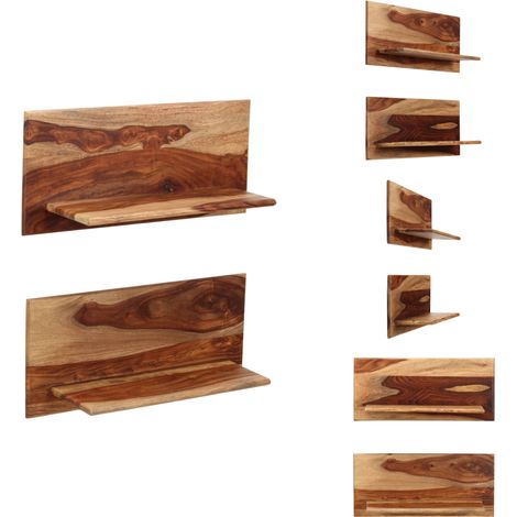 Étagères murales 2 pcs 58 x 26 x 20 cm Bois massif - Étagères Murales - Étagères En Bois - Décoration Intérieure - Rangement Mural - Style Rustique (1/5)