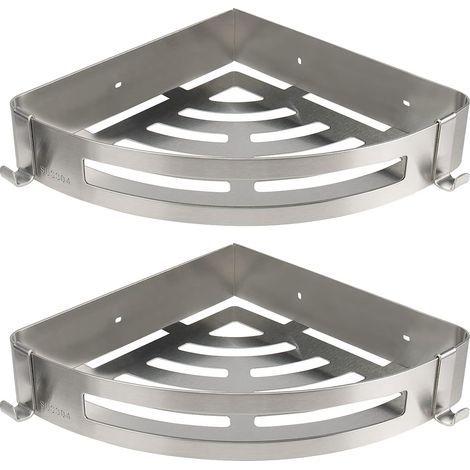 Étagère/Meuble de douche 2 pièces, argent (1/5)