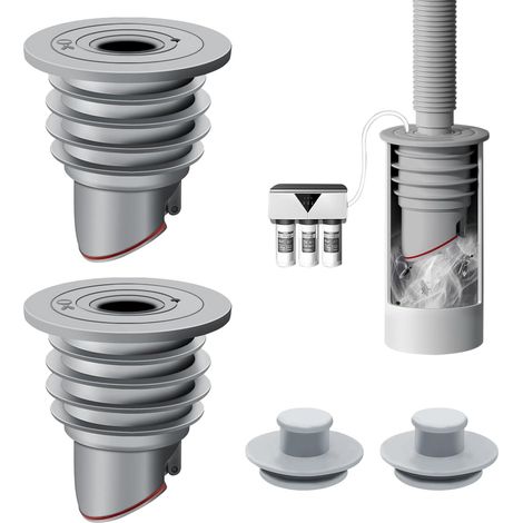 Lot de 2 bouchons de vidange en silicone pour machine à laver, cuisine, salle de bain, égouttoir, protection anti-odeur pour tuyau de vidange de machine à laver (45-50 mm) (1/5)