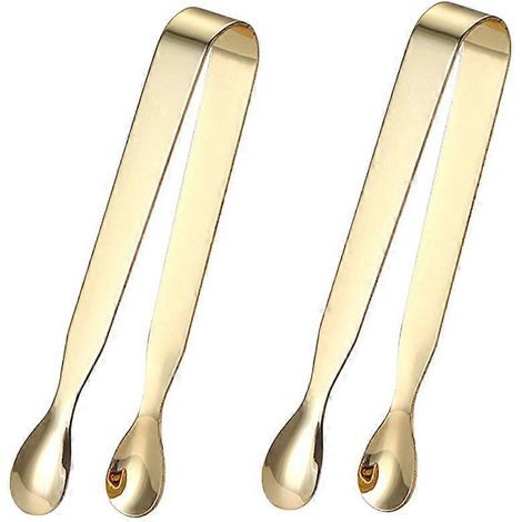 Lot de 2 pinces à sucre/glaçons/sachets de thé en acier inoxydable (dorées)-11X2.2X1.4CM-Golden (1/2)
