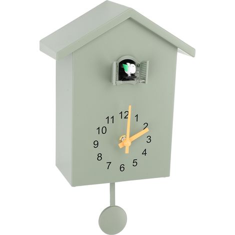 Eosnow Vogelhaus-Wanduhr, Sprachanruf, nordischer Stil, Pendelaufhängung, für Büro, Schlafzimmer, Wohnzimmer, Grün