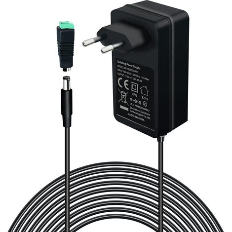 12V 5A Adaptateur d'alimentation, AC 100-240V à DC 12 Volt 5 Amp 60W Alimentation, Adaptateur d'alimentation 12V Universel AC/DC pour Bande Lumineuse LED caméra CCTV, routeur ect. (1/5)