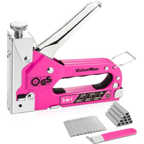 ValueMax Agrafeuse Murale Multifonction 3 en 1 avec 2000 Agrafes, Agrapheuse Manuelle Adaptée aux Agrafes de Type 140, 28, 8, avec Ôte-Agrafe, Idéal pour Bois, Tissu, Matériel de Fixation, Menuiserie (1/5)