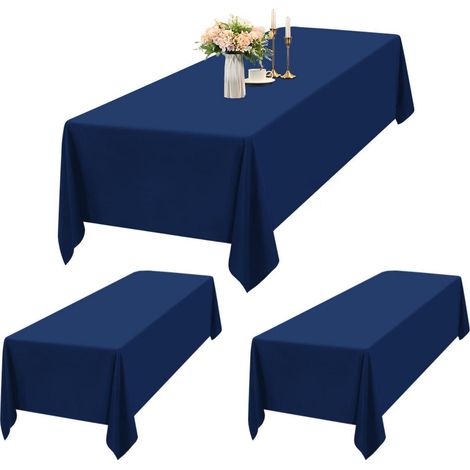 2er-Set Rechteck Tischdecke 153x260 cm Blau, wasserdicht & waschbar
