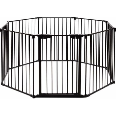 COSTWAY Rejilla para Chimenea Barrera de Seguridad a Niño Plegable Rejilla para Perro Puerta Escalera 5M Negro (1/2)