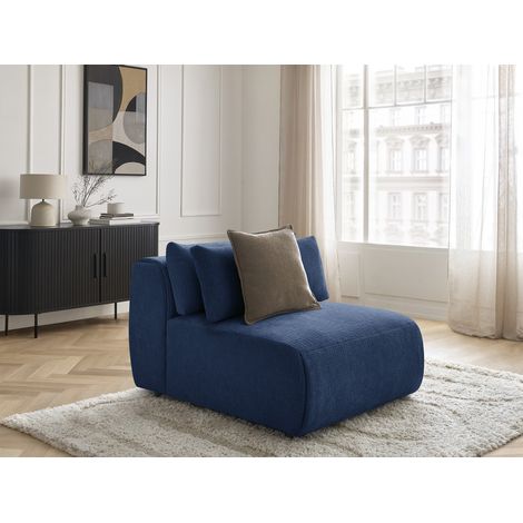 BOBOCHIC - Chauffeuse 1 place avec têtière pour canapé modulable JANA tissu texturé   Bleu foncé