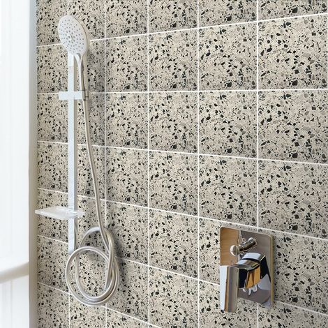 Sticker Mural Carrelage adhésif Cuisine Salle de Bain - 30 Stickers Carreaux DE Ciment TERRAZZO - 30stickers15x15cm (1/5)