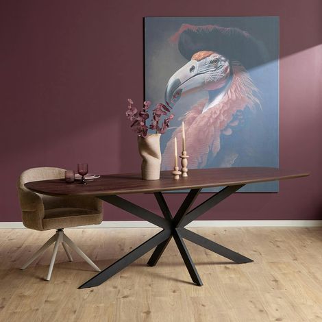Table bords arrondis bois foncé 200 cm LEXTON