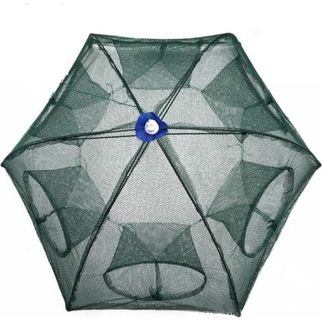 Épuisette de pêche pliable à 6 ouvertures, vert foncé (1/5)