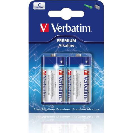 Verbatim 49922 Batterie alcaline C mezza torcia 1.5V blister da 2 pezzi Rosso Nera (1/5)