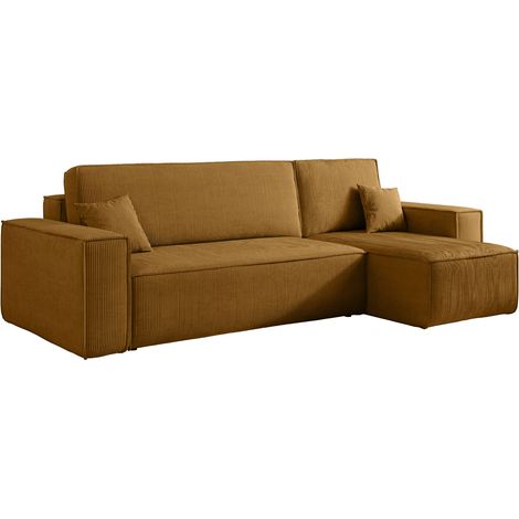Selsey Scarlo - Ecksofa mit Schlaffunktion, Stauraum und Cordbezug, senfgelb (1/5)