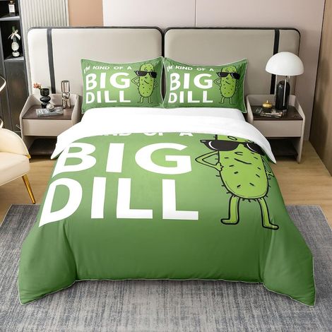 Kimchi pour Enfants Parure De Lit 140x200cm Kimchi Housse De Couette 100% Coton Décoratif Concombre Imprimé Literie Set Vert Légumes Combo Literie Chambre Combo 2 Pièces - 140 x 200 cm + 1 taie d'orei (1/5)