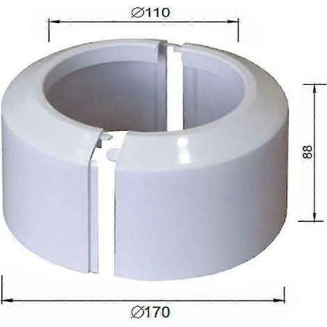 Couvercle de collier de raccordement de tuyau d'évacuation des eaux usées pour WC en deux parties, blanc, 110 mm (1/2)
