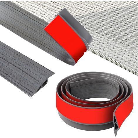 200cm PVC Barre De Seuil,Flexible Seuil De Porte Adhesif AntidéRapant, Moquette Transition de Seuil Pour RevêTement De Sol,Portes, Carrelage,Bois (Largeur:7cm-Grain De Bois Gris Foncé-A5015) (1/5)