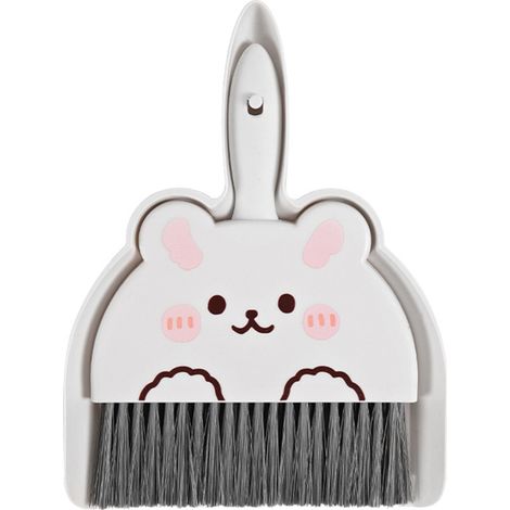 Irovami Ensemble pelle et balayette - Mini balai de nettoyage portable avec pelle à poussière - Motif lapin - Idéal pour le bureau (1/5)