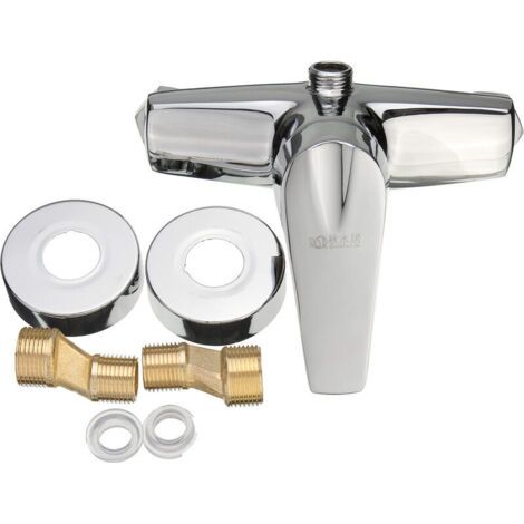 Chrom Wasserhahn Mischbatterie Wasser Ventil Umsteller Wand Montieren Badezimmer Dusche