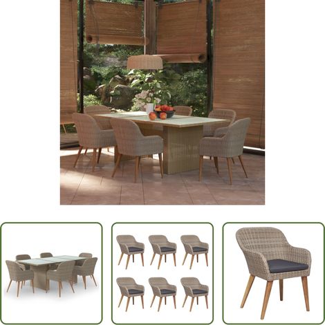 Salle à manger extérieure -  Ensemble à manger de jardin 7 pcs Résine tressée Marron (1/5)