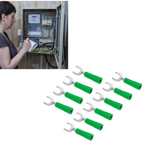 8 mm Y-Verbinder J.20020, 8 mm U-Verbinder mit 4 mm Buchse am Ende, PVC-Mantel, Bananenstecker aus Kupfer-Nickel, 10 Stück zusammen verkauft, grün. (1/5)