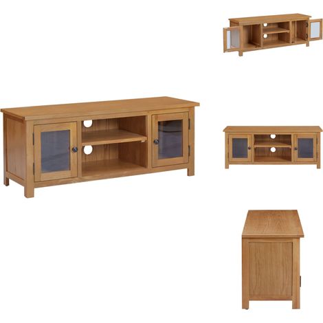 Meuble TV 110x35x44 cm Bois de chêne massif - Meubles Tv - Meuble Tv Rustique - Meuble Tv Bois Chêne - Meuble Tv Design - Support Tv (1/5)