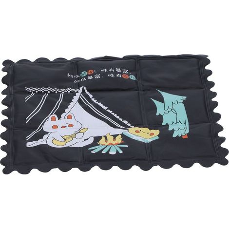 Tapis rafraîchissant, propre et hygiénique, respirant, coussin de siège à motif dessin animé pour l'été, maison ou dortoir, noir (1/3)