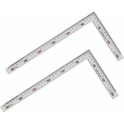 2pcs Règle Carrée En Forme De L, Règle De Double Face En Métal De 90 Degré Règle Carré En Acier Inoxydable Équerre Menuisier-Outil Pour Ingénieur, Menuisier Et Artisans 150 300 2mm (1/5)