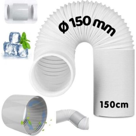 Tuyau d'Échappement de Climatiseur Portable, avec adaptateur, Mobile Tuyau Kit Diamètre de 150 mm, longueur 150 cm, Pour Climatisation, Déshumidificateur,Sèche Linge (1/4)