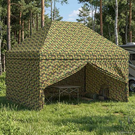 Tendone con 4 Pareti Laterali 2,95 x 4,1 m Camouflage Militare vidaXL (1/5)