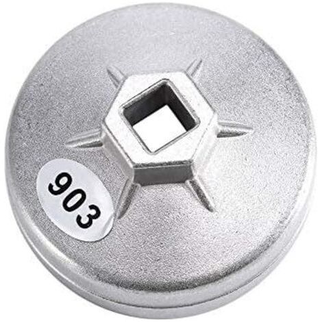 Clé de Filtre à Huile, Outil Démontage Douille Huile en Aluminium 74mm 14 Cannelures 903 Couleur Argent - (1/5)