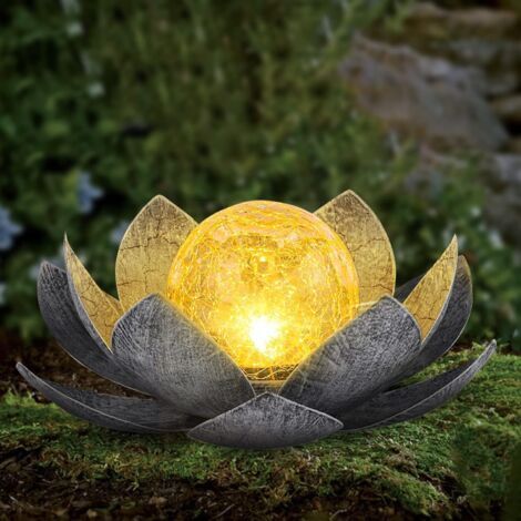 Lampe solaire d'extérieur - Décoration de jardin - Décoration de jardin - Étanche - Fleurs de lotus - Décoration de jardin - Boule en verre - Lampe solaire d'extérieur - Pour jardin, pelouse, allée (1/5)