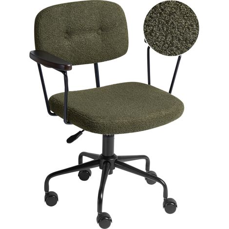 Silla de oficina de bouclé giratorio ajustable escritorio verde oscuro Algerita (1/5)