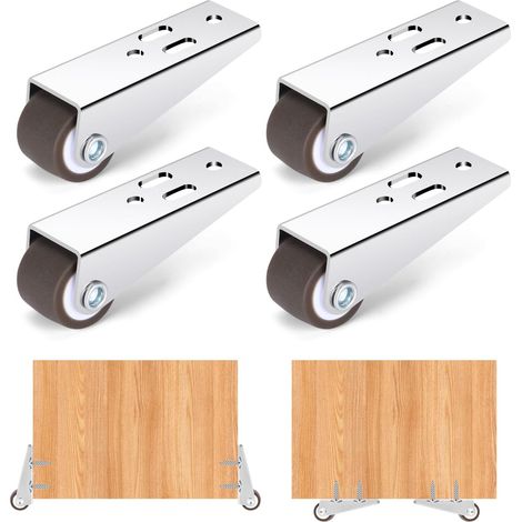 Lot de 4 roulettes fixes extra-plates (profil bas, 0,9 pouce / 23 mm) mini-roulettes rigides pour meubles, tiroirs, portes, bibliothèques (1/5)