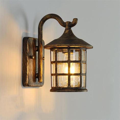 Applique Murale Exterieur, Lanterne Lampe éTanche En Aluminium Et Verre Jardin Luminaire Retro Decoration Rustique E27 Lampe Murale Pour Maison Salon Escalier Porte De Garage