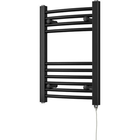 Zennor - Black Electric Towel Rail H600mm x W400mm Curved 200w Standard (1/3)
