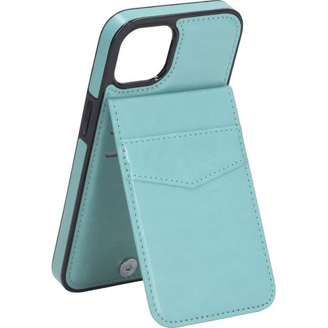 iPhone 13 6,1-Zoll-Geldbörsenhülle aus PU-Leder mit Magnetverschluss, Schutzhülle und Gürtelclip, mintgrün (1/5)
