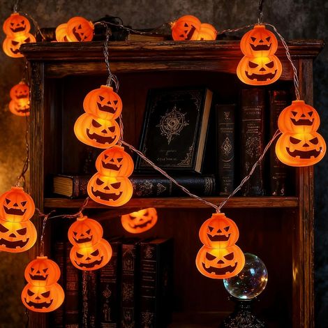 Halloween Guirlande Lumineuse,Citrouille Guirlande Lumineuse 3m,Halloween Decoration,LED Orange Citrouille,pour le Carnaval,Mardi Gras (1/5)