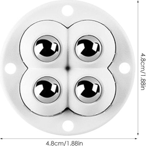 Ruote adesive, rotazione a 360°, ruote girevoli in acciaio inox, 4 ruote adesive con cuscinetti a sfera, ruote in gomma per piccoli mobili (1/4)