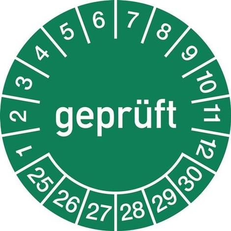 Mehrjahresprüfplakette D.30mm gepr.2025-2030 Folie Btl.a 100 St.