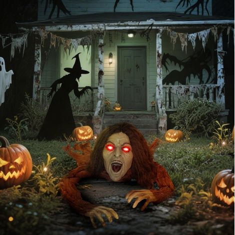 Zombie strisciante animato 140x60x20 cm, suoni e occhi luminosi – MEUBLIV (1/5)